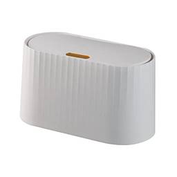 Bothyi Mini lata de lixo, lata de lixo de papel, lixeira de mesa com tampa para casa, escritório, cozinha, penteadeira, mesa, quarto, banheiro, branco