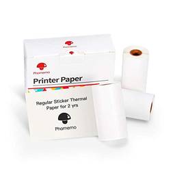 Phomemo Papel térmico autoadesivo branco, papel adesivo brilhante para impressão para impressora móvel Bluetooth Phomemo M02/M02 Pro/M02S/M03, preto sobre branco, 50 mm x 3,5 m, diâmetro 30 mm, 3 rolos
