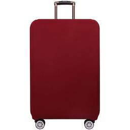 Dzyoleize Cor sólida Capa para bagagem de viagem Protetor de mala em spandex Capas de bagagem laváveis (Vermelho vinho, M (mala de 22 a 25 polegadas))