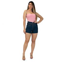 Shorts Jeans Imporium Feminino Cós Alto Cintura Alta Clochard 45141 Gênero:Feminino;Tamanho:42;Cor:Azul