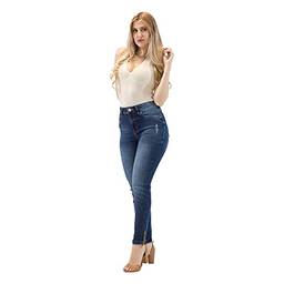 Calça Jeans Feminina Imporium Cropped Cintura Alta Cós Alto 19382 Cor:Azul;Tamanho:42