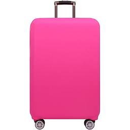 Dzyoleize Cor sólida Capa para bagagem de viagem Protetor de mala em spandex Capas de bagagem laváveis (Rosa choque, M (mala de 22 a 25 polegadas))