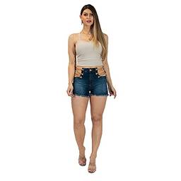 Shorts Jeans Imporium Feminino Cós Alto 45153 Gênero:Feminino;Tamanho:42;Cor:Azul