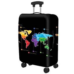Dzyoleize Capa elástica para bagagem de viagem Capa protetora de mala de viagem para porta-malas Aplicável à capa de mala de 18 a 32 polegadas (Mapa, M(mala de 22 a 25 polegadas))