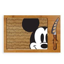TOSCANA - a Picnic Time brand Disney/Pixar Icon, conjunto de facas e tábua de corte de vidro com 3 peças, 40 x 26 x 0,8 cm, Mickey Mouse - Parawood e bambu