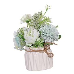 Bothyi Buquê De Flores De Artificial Bonsai Com Vaso De Cerâmica Arranjo De Flores Para Decoração De Casa, Tamanho Real Verde