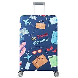 Dzyoleize Capa para bagagem de viagem Capa para mala à prova de poeira Protetor de bagagem elástico com elastano para malas de 18 a 32 polegadas (H02, L (mala de 26 a 28 polegadas))