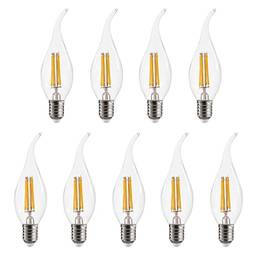Tianzo Lâmpada LED 4W E14 Lâmpadas LED Branco Quente 2700K Estilo Vintage Lâmpada LED 40W Equivalente, 9 Pacotes