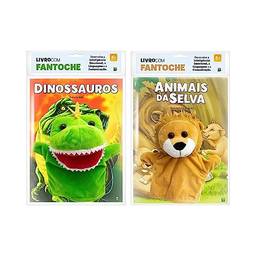Kit 2 Livro com Fantoche: Dinossauros e Animais da Selva