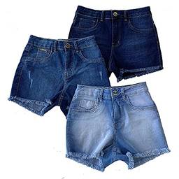 Kit 3 Shorts Jeans Feminino Imporium Cós Alto Cintura Alta 008