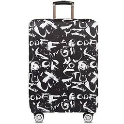 Dzyoleize Capa de bagagem mais espessa Protetor elástico de capa de mala para malas de 18 a 32 polegadas Acessórios de viagem (Grafite do alfabeto, L (mala de 26 a 28 polegadas))