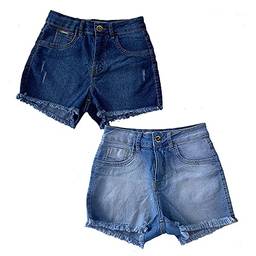 Kit 2 Shorts Jeans Feminino Imporium Cós Alto Cintura Alta 004