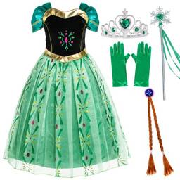 Dzyoleize Figurino Princesa Cosplay Vestido de Aniversário para Meninas de 3-8 Anos (as2, age, 5_years, 6_years, regular, Verde)