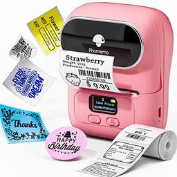 Phomemo Label Maker – Impressora de etiqueta térmica Bluetooth portátil Apply to Clothing, Jewelry, Retail, Mailing, Barcode and More, compatível com Android & iOS System, M110-pink