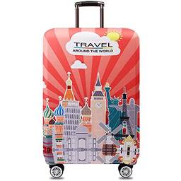Dzyoleize Capa de bagagem mais espessa Protetor elástico de capa de mala para malas de 18 a 32 polegadas Acessórios de viagem (Viagem-3, L (mala de 26 a 28 polegadas))