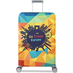 Dzyoleize Capa de bagagem mais espessa Protetor elástico de capa de mala para malas de 18 a 32 polegadas Acessórios de viagem (Viajar para a Europa, XL(mala de 29-32 polegadas))