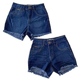 Kit 2 Shorts Jeans Feminino Imporium Cós Alto Cintura Alta 005
