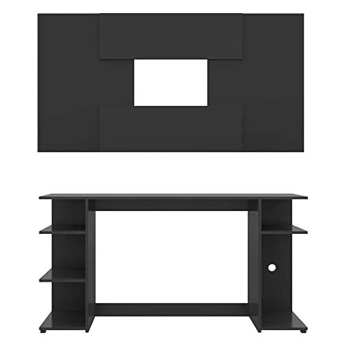 Mesa Gamer Escrivaninha com Painel Tv 65" Guilda Multimóveis Preta