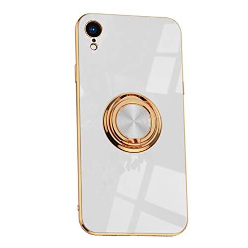 SHUNDA Capa para iPhone XR, capa ultrafina de silicone macio TPU com absorção de choque, capa com suporte magnético para iPhone XR 6,1 polegadas - branca
