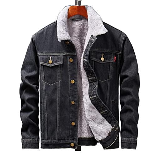 SevenDwarf Jaquetas masculinas de camurça jeans de veludo cotelê vintage de lã com forro sherpa lapela e botões grossos casacos de inverno