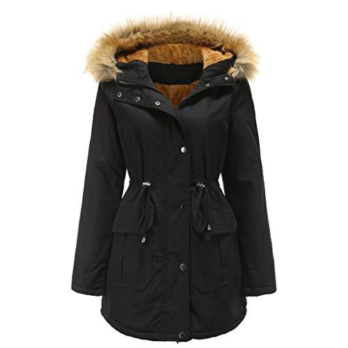 JMKEY Jaqueta feminina Casacos acolchoada feminina, casaco de pele com capuz e casaco longo de inverno