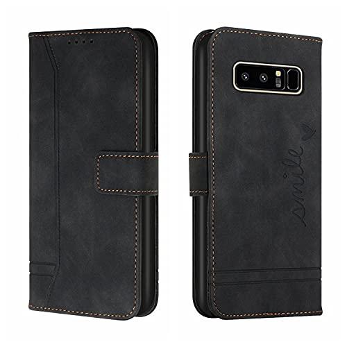 SHUNDA Capa para Samsung Galaxy Note 8, suporte magnético para carro, Carteira de couro PU capa protetora para telefone com slots de cartão capa à prova de choque  - Preto