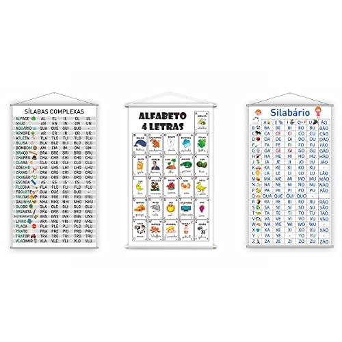 Kit Banners Alfabeto 4 Letras + Silabário Simples + Complexo 120x60cm